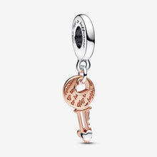Load image into Gallery viewer, Pandora Two-tone key & Sliding Heart Dangle Charm - Fifth Avenue Jewellers