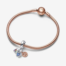 Load image into Gallery viewer, Pandora Two-Tone Rainbow Heart, Butterfly & Peace Triple Dangle Charm - Fifth Avenue Jewellers