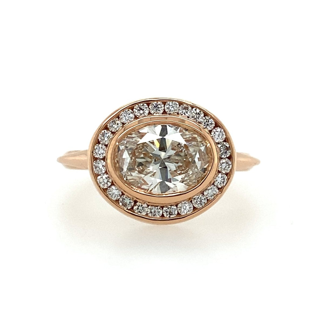 Sholdt East/West Rose Gold Bezel Set Engagement Ring - Fifth Avenue Jewellers