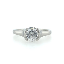 Load image into Gallery viewer, Sholdt Platinum Solitaire Engagement Ring With Half Bezel - Fifth Avenue Jewellers
