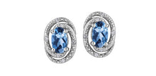 Load image into Gallery viewer, Silver Swirl Birthstone Earrings - Fifth Avenue Jewellers