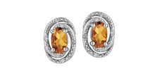 Load image into Gallery viewer, Silver Swirl Birthstone Earrings - Fifth Avenue Jewellers