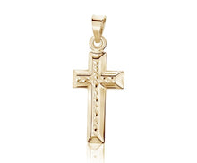 Load image into Gallery viewer, Small Diamond Cut Gold Cross - Fifth Avenue Jewellers