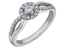 Load image into Gallery viewer, Split Shank Diamond Halo Ring -Angle
