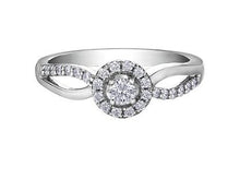 Load image into Gallery viewer, Split Shank Diamond Halo Ring - Fifth Avenue Jewellers Kamloops BC