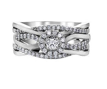 Load image into Gallery viewer, Split Shank Diamond Halo Ring - paired with ring jacket