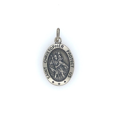 Sterling Silver Large Oval Saint Christopher Medal - Fifth Avenue Jewellers