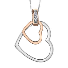 Load image into Gallery viewer, Tilted Double Heart Pendant Necklace With Diamond Accent - Fifth Avenue Jewellers