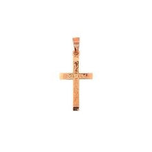 Load image into Gallery viewer, Wild Rose Engraved Gold Cross - Fifth Avenue Jewellers