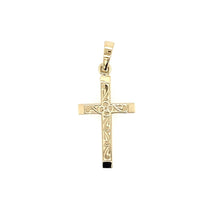Load image into Gallery viewer, Wild Rose Engraved Yellow Gold Cross - Fifth Avenue Jewellers