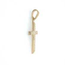 Load image into Gallery viewer, Wild Rose Engraved Yellow Gold Cross - Fifth Avenue Jewellers