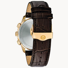 Load image into Gallery viewer, Watch with brown leather strap and gold case on a white background
