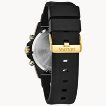Load image into Gallery viewer, Black and gold watch with visible brand name on a white background
