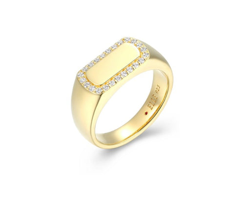 Allure Gold Plated Sparkling Signet Ring Fifth Avenue Jewellers