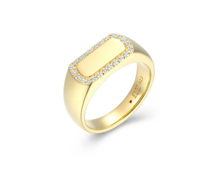 Allure Gold Plated Sparkling Signet Ring Fifth Avenue Jewellers