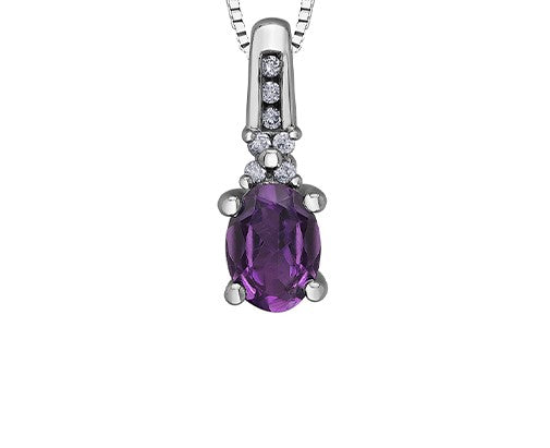 Amethyst and Diamond Flower Pendant Necklace Fifth Avenue Jewellers