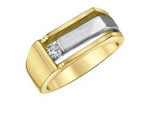 Load image into Gallery viewer, Two-tone gold ring with a diamond on a white background
