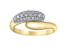 Load image into Gallery viewer, Gold ring with diamond-studded band on a white background
