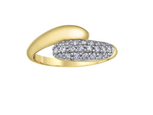 Load image into Gallery viewer, Gold ring with a diamond-studded band on a white background
