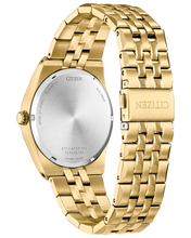 Load image into Gallery viewer, gold toned watch from the back showing the stainless steel case back
