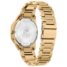 Load image into Gallery viewer, Gold Citizen watch with a detailed face on a white background
