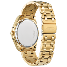 Load image into Gallery viewer, Gold watch with a detailed band on a white background
