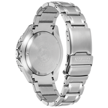 Load image into Gallery viewer, Silver watch with metal band on a white background
