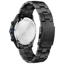 Load image into Gallery viewer, Black Citizen watch with metal band on a white background
