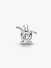 Load image into Gallery viewer, Silver turtle charm on a white background
