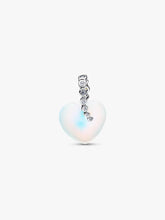 Load image into Gallery viewer, Heart-shaped white pendant with small CZ on a white background
