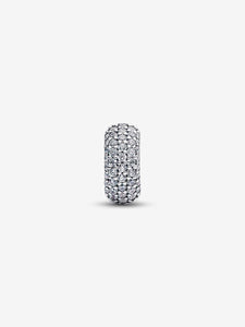 Silver beaded charm on a white background