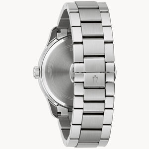Silver watch with a metal bracelet on a white background