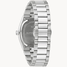 Load image into Gallery viewer, Silver watch with a detailed back view on a white background
