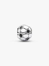 Load image into Gallery viewer, Silver soccer ball charm on a white background
