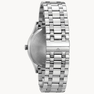 Silver watch with a metal bracelet on a white background