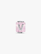 Load image into Gallery viewer, Pink charm with letter 'V' on a white background
