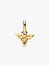 Load image into Gallery viewer, Gold toned bee-shaped pendant on a white background
