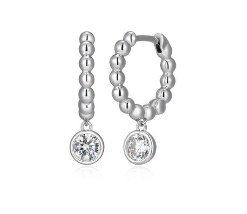 beaded Huggies With CZ Drops Fifth Avenue Jewellers
