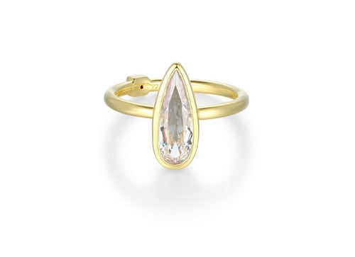 Bezel Set Elongated Pear Solitaire Ring Fifth Avenue Jewellers Kamloops BC