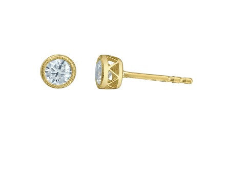 Bezel Set Studs With Milgrain Detail Fifth Avenue Jewellers