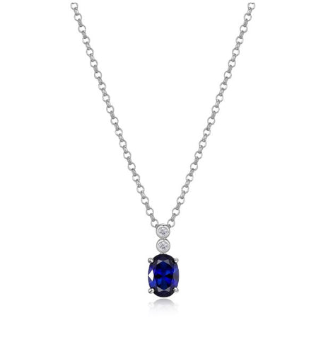 Blue Star Created Sapphire and LGD Drop Necklace Fifth Avenue Jewellers