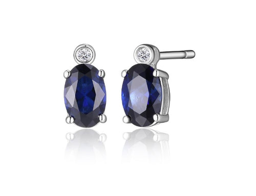 Blue Star Created Sapphire and LGD Stud Earrings Fifth Avenue Jewellers