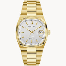 Load image into Gallery viewer, Gold Bulova watch with a white face on a white background Fifth Avenue Jewellers Kamloops BC

