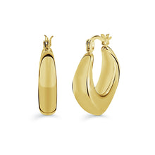 Load image into Gallery viewer, Gold plated hoop earrings on a white background
