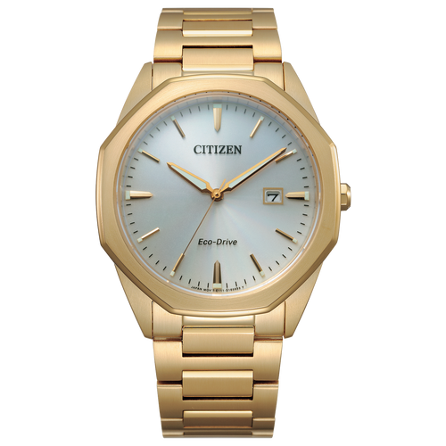 Gold Citizen watch with a white face on a white background Fifth Avenue Jewellers Kamloops BC