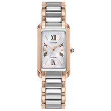 Load image into Gallery viewer, Two-tone Citizen watch with silver and rose gold band on a white background Fifth Avenue Jewellers Kamloops BC
