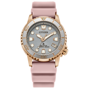 Citizen watch with pink strap and rose gold case on white background Fifth Avenue Jewellers Kamloops BC