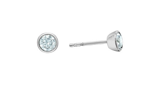 Closed Back Bezel-set Diamond Stud Earrings in White Gold Fifth Avenue Jewellers