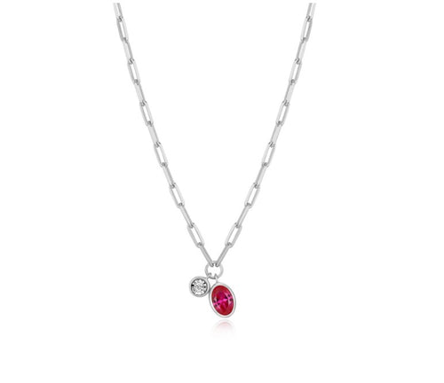 Created Ruby & Diamond Paperclip Necklace Fifth Avenue Jewellers Kamloops BC