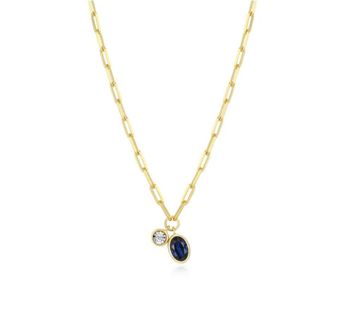 Created Sapphire & Diamond Paperclip Necklace Fifth Avenue Jewellers Kamloops BC